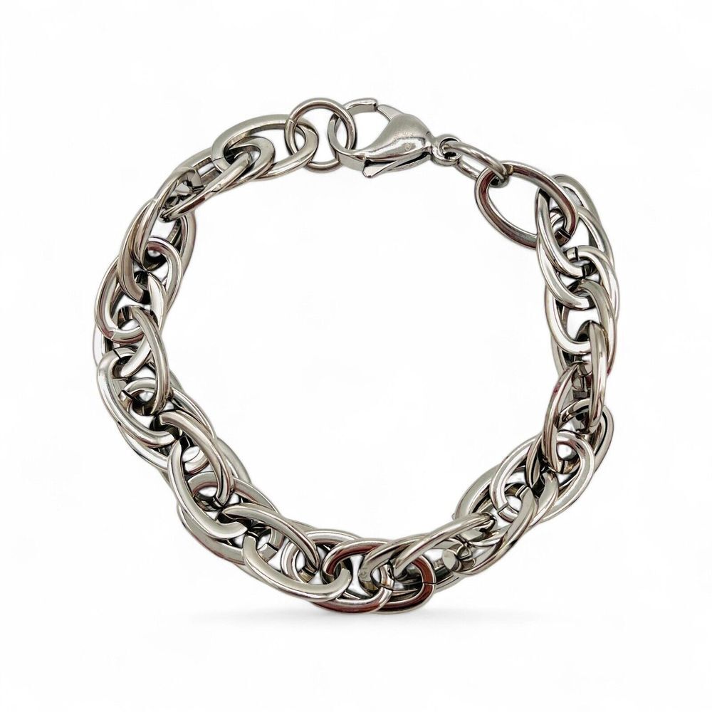 Nadri Stainless Steel Rope Chain‎ Bracelet Men's Ladies 10mm 7.5" Silver